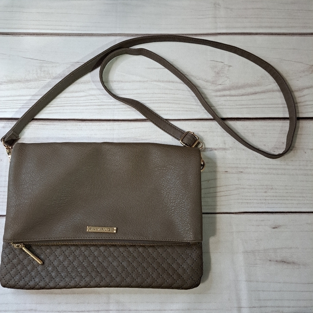 Rampage Fold Over Adjustable Crossbody Bag With Detachable Quilted Look Pouch